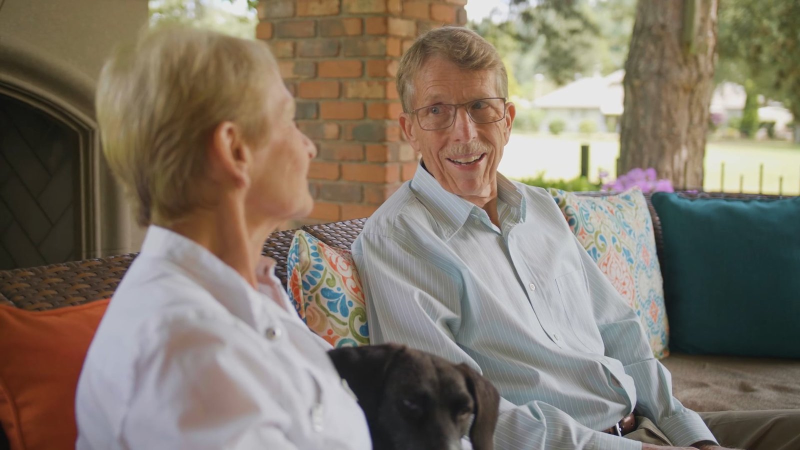 Larry and his wife at home, from Compass Oncology's patient story film